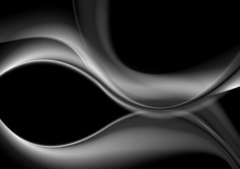 Image showing Dark abstract monochrome smooth waves background