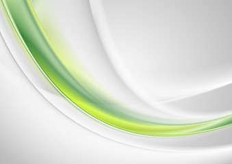 Image showing Green and grey abstract smooth waves design