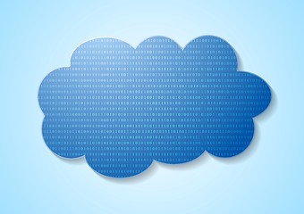Image showing Binary code system and blue cloud