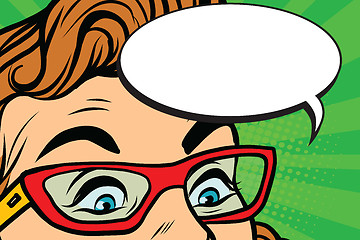 Image showing Woman in glasses surprised eyes