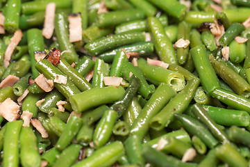 Image showing roasting fresh green beans with bacon