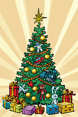 Image showing Christmas tree with gifts