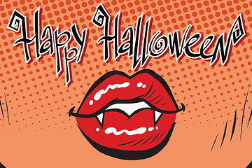 Image showing Happy Halloween mouth female vampire