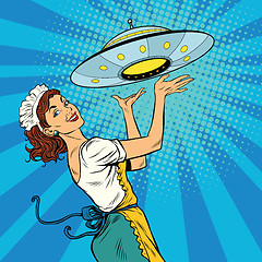 Image showing The waitress with UFO