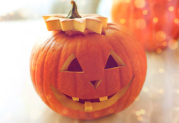 Image showing close up of pumpkins on table