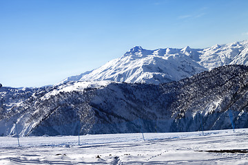 Image showing Ski slope in sunny morning