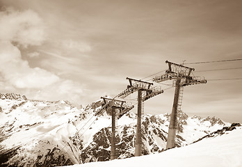 Image showing Ropeway at winter ski resort