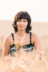 Image showing beauty woman in barley field