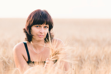 Image showing beauty woman in barley field