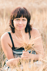 Image showing beauty woman in barley field