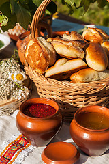 Image showing Russian table with food