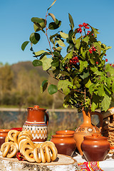 Image showing Russian table with food