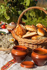 Image showing Russian table with food