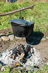 Image showing Cooking over a campfire