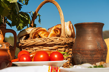 Image showing Russian table with food