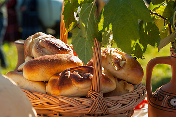 Image showing Russian table with food