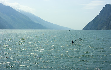 Image showing Surf-riding on Garda lake