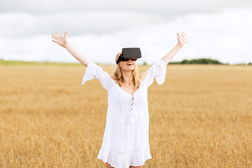 Image showing woman in virtual reality headset on cereal field