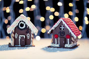 Image showing closeup of beautiful gingerbread houses at home