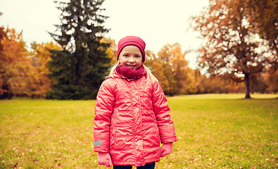 Image showing happy little girl in autumn park