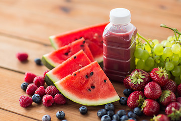 Image showing bottle with fruit and berry juice or smoothie