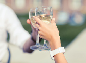 Image showing couple drinking wine in cafe