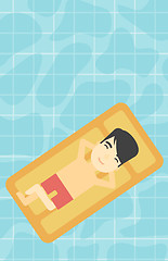 Image showing Man relaxing in swimming pool vector illustration.