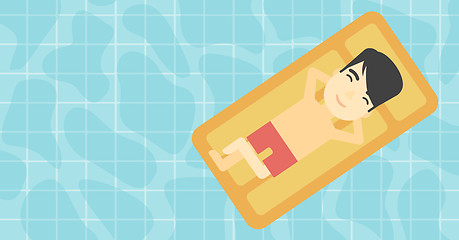 Image showing Man relaxing in swimming pool vector illustration.