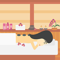 Image showing Woman getting stone therapy vector illustration.