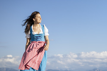 Image showing young woman in bavarian traditional dress dirndl