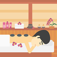 Image showing Man getting stone therapy vector illustration.