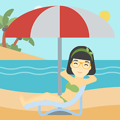 Image showing Woman relaxing on beach chair vector illustration.