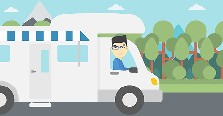 Image showing Man driving motor home vector illustration.