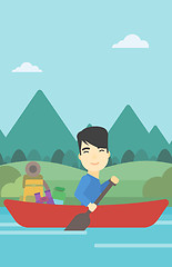 Image showing Man riding in kayak vector illustration.