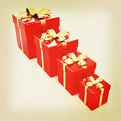 Image showing Bright christmas gifts. 3D illustration. Vintage style.