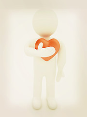 Image showing 3d man holding his hand to his heart. Concept: \