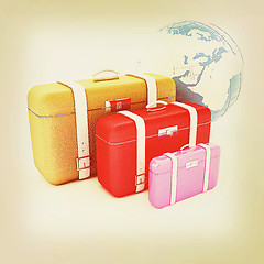 Image showing Traveler\'s suitcases. 3D illustration. Vintage style.