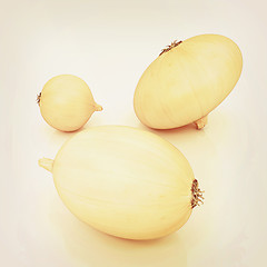 Image showing Ripe onion. 3D illustration. Vintage style.