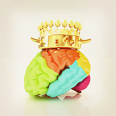 Image showing Gold Crown on the brain. 3D illustration. Vintage style.