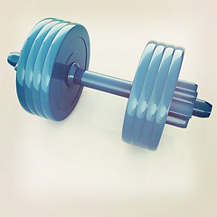 Image showing Colorful dumbbells on a white background. 3D illustration. Vinta