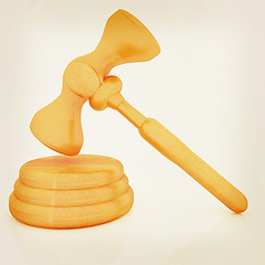 Image showing Wooden gavel isolated on white background. 3D illustration. Vint