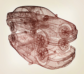 Image showing model cars. 3d render. 3D illustration. Vintage style.