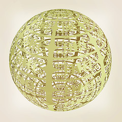 Image showing Arabic abstract glossy dark green geometric sphere. 3D illustrat