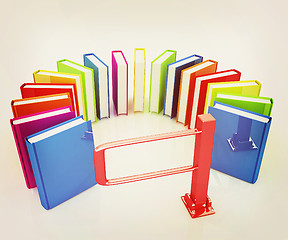 Image showing Colorful books in a semicircle and tourniquet to control. The co