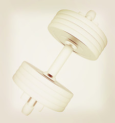 Image showing Colorfull dumbbells on a white background. 3D illustration. Vint