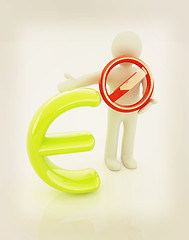 Image showing 3d man with prohibition sign and dollar. 3D illustration. Vintag