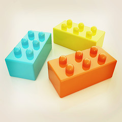 Image showing Building blocks on white . 3D illustration. Vintage style.