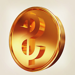 Image showing Gold coin with dollar sign. 3D illustration. Vintage style.