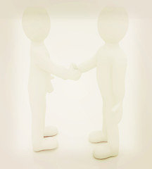 Image showing Handshake. 3D mans. 3D illustration. Vintage style.