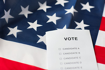 Image showing empty ballot or vote on american flag